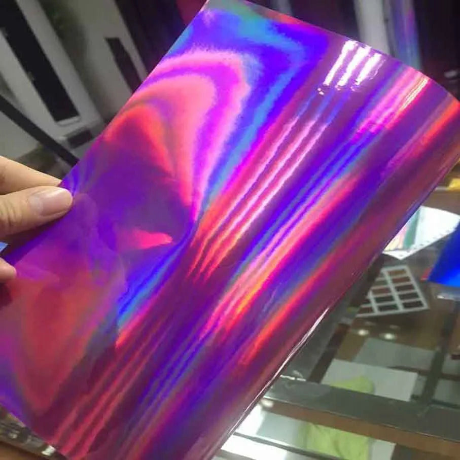 3D holographic pink chrome vinyl wrap for ski poles