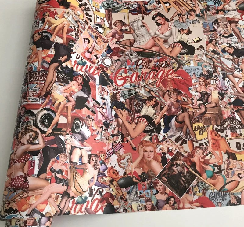 Vintage pinup girl vinyl wrap for ski poles with classic retro style