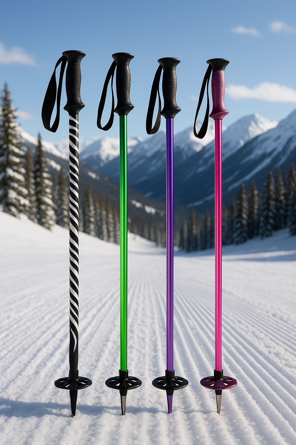 Creative vinyl-wrapped ski poles with eye-catching designs