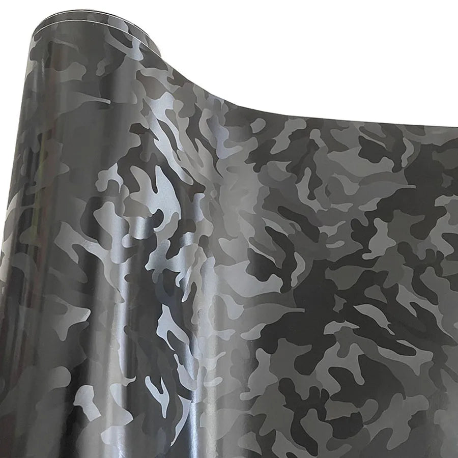 Durable stealth camo vinyl ski pole wrap with low-profile finish