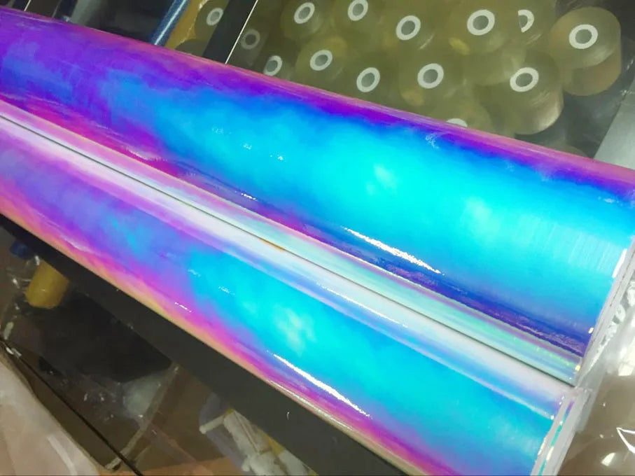 Glossy rainbow purple chameleon vinyl wrap for ski poles