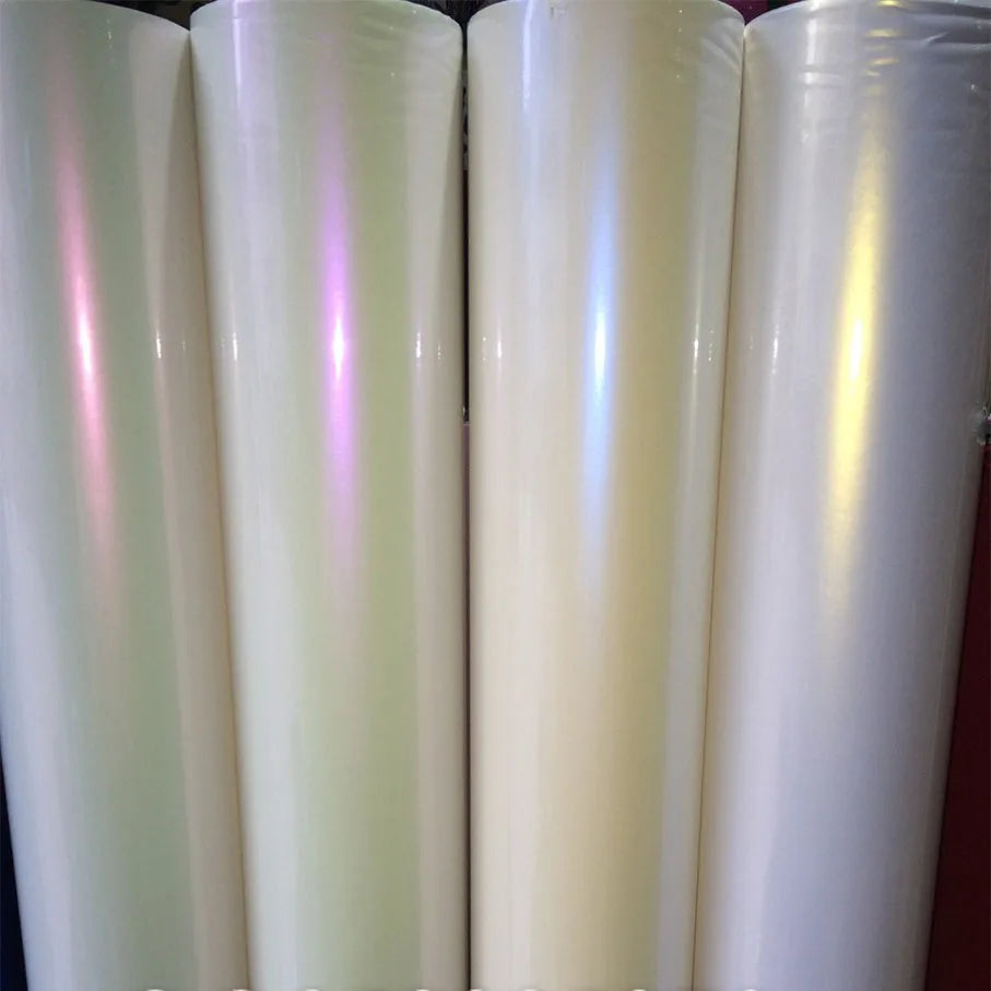 Durable pearl white vinyl with ceramic-like satin texture for ski poles