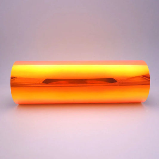 Orange glow vinyl wrap that lights up in the dark for ski customization