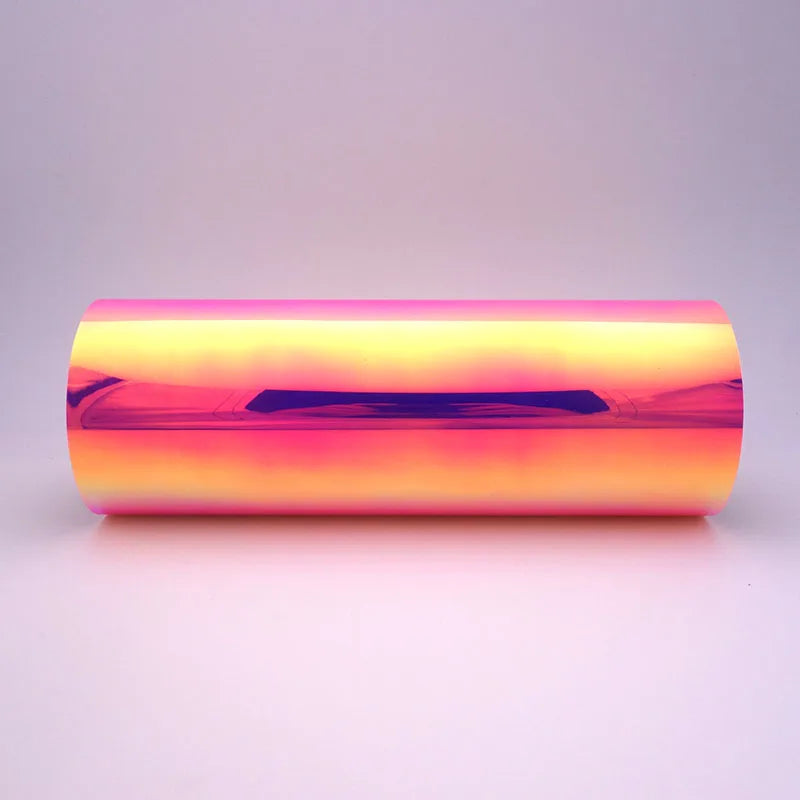 Pink glow-in-the-dark vinyl wrap for ski poles with soft luminous finish