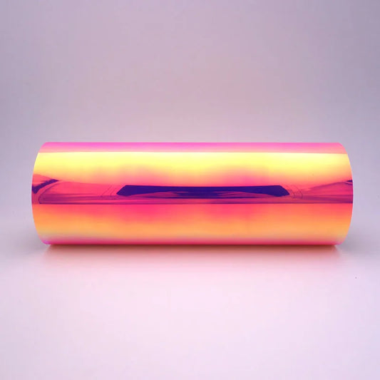 Pink glow-in-the-dark vinyl wrap for ski poles with soft luminous finish