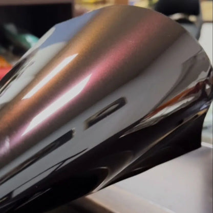 Midnight red chameleon vinyl wrap for ski poles with color-shifting finish