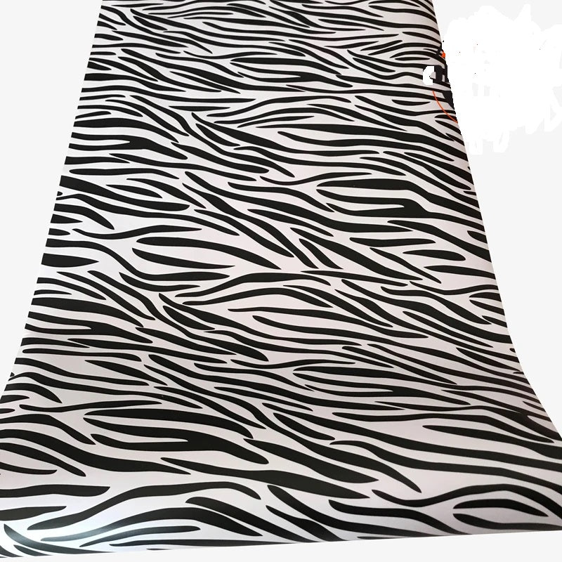Black and white zebra print vinyl wrap for ski poles with bold animal pattern