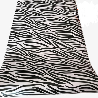 Black and white zebra print vinyl wrap for ski poles with bold animal pattern