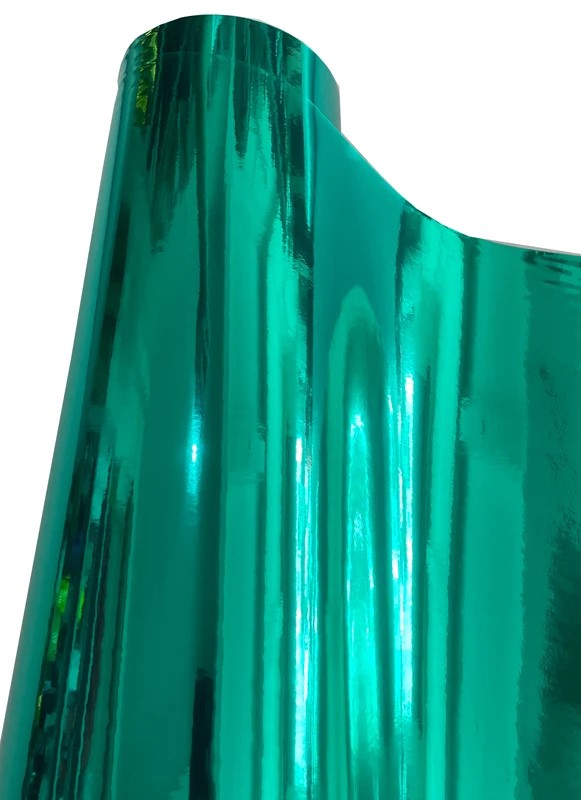 Mirror teal Tiffany vinyl wrap for ski poles with reflective gloss finish