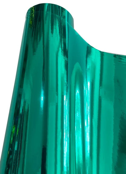 Mirror teal Tiffany vinyl wrap for ski poles with reflective gloss finish