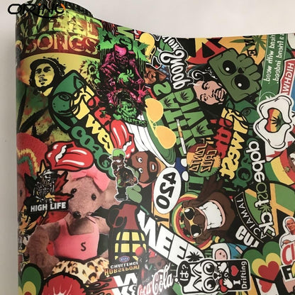 Custom ski pole wrap featuring smoky, multicolor explosion design