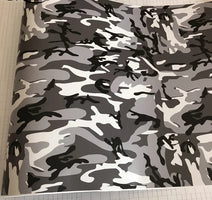 Black and white camo vinyl wrap for ski poles with bold contrasting pattern