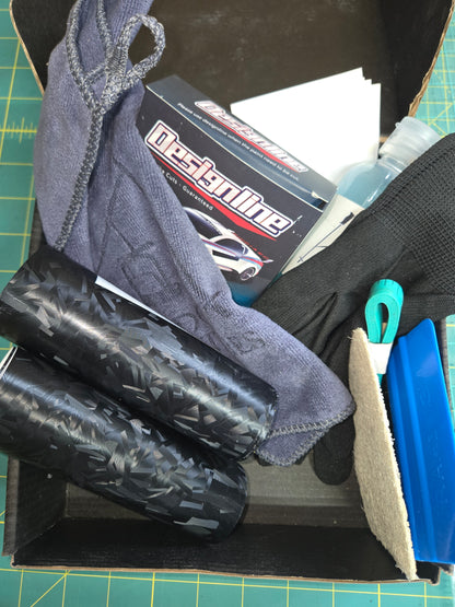 Durable black carbon fiber vinyl ski pole wrap with forged finish