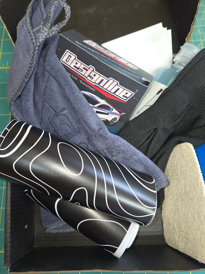 Minimalist topo-style vinyl design for ski pole wrapping